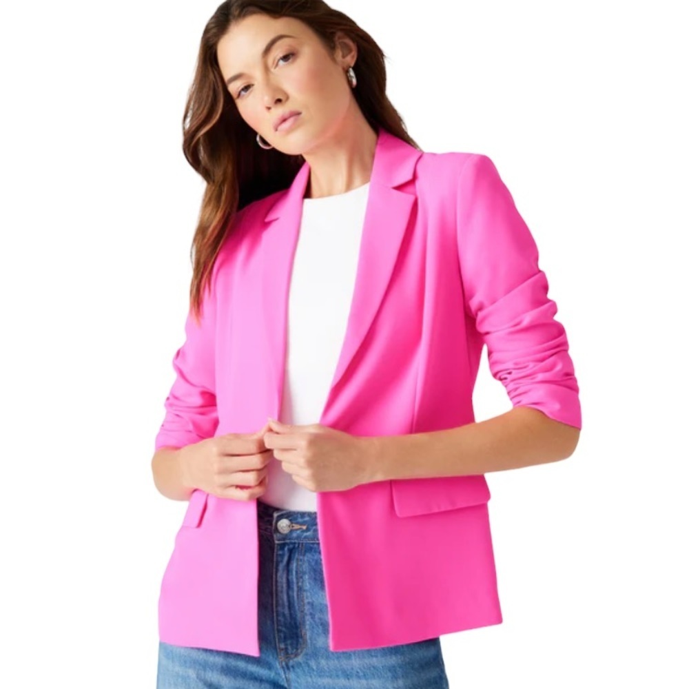 Trina Turk Hot Pink 3/4 Sleeve Barbie Style Blazer Sz 4